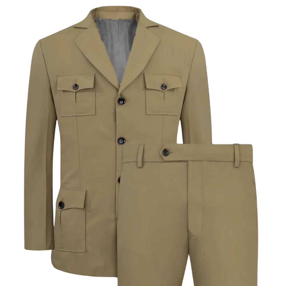 Men Formal Wear With Blazer - Abiti da uomo Jakcet Casual Khaki