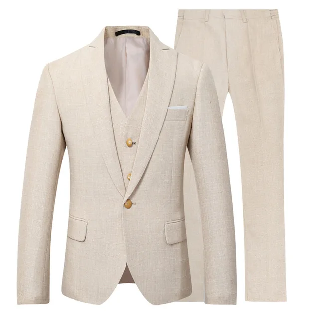 Men Linen Formal Wear - Abito da uomo Beige avorio abito