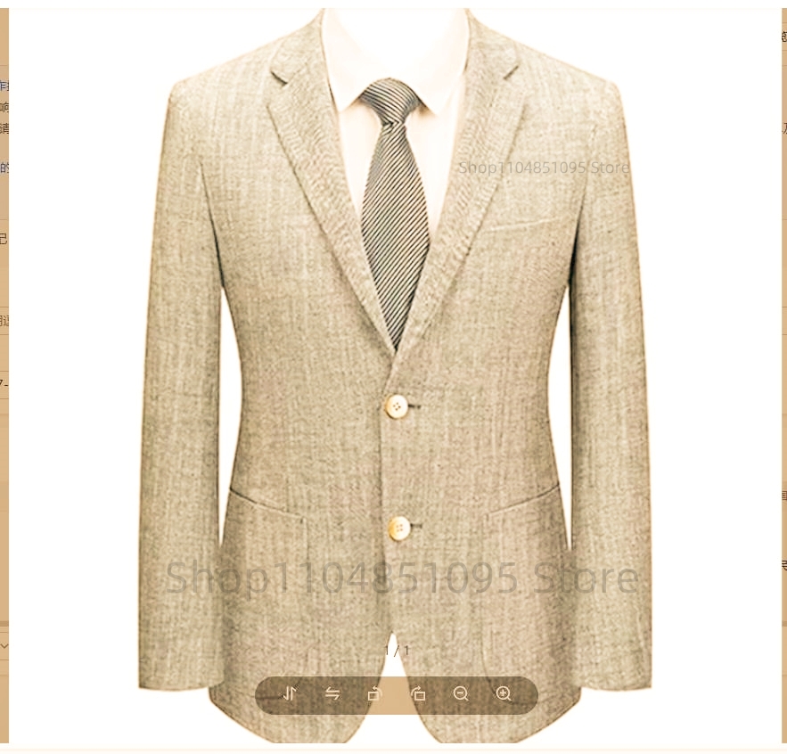 Men Linen Formal Wear - Blazer da Uomo Slim Fit in