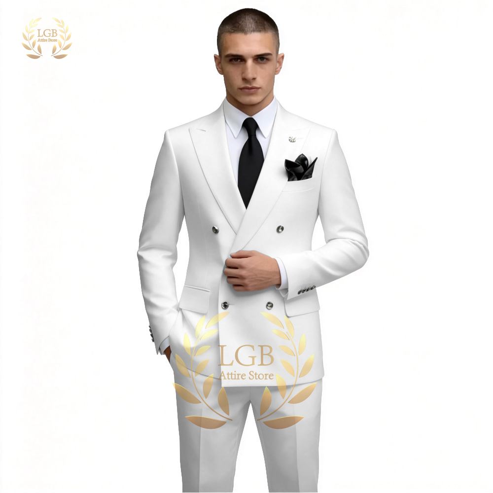 Men'S Formal Dinner Wear - Completo da Uomo Bianco Doppiopetto 2