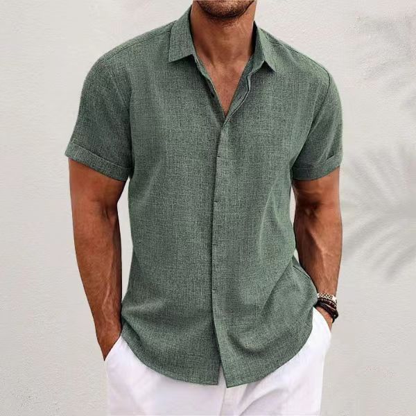Men Linen Formal Wear - Camicie casual in tinta unita alla