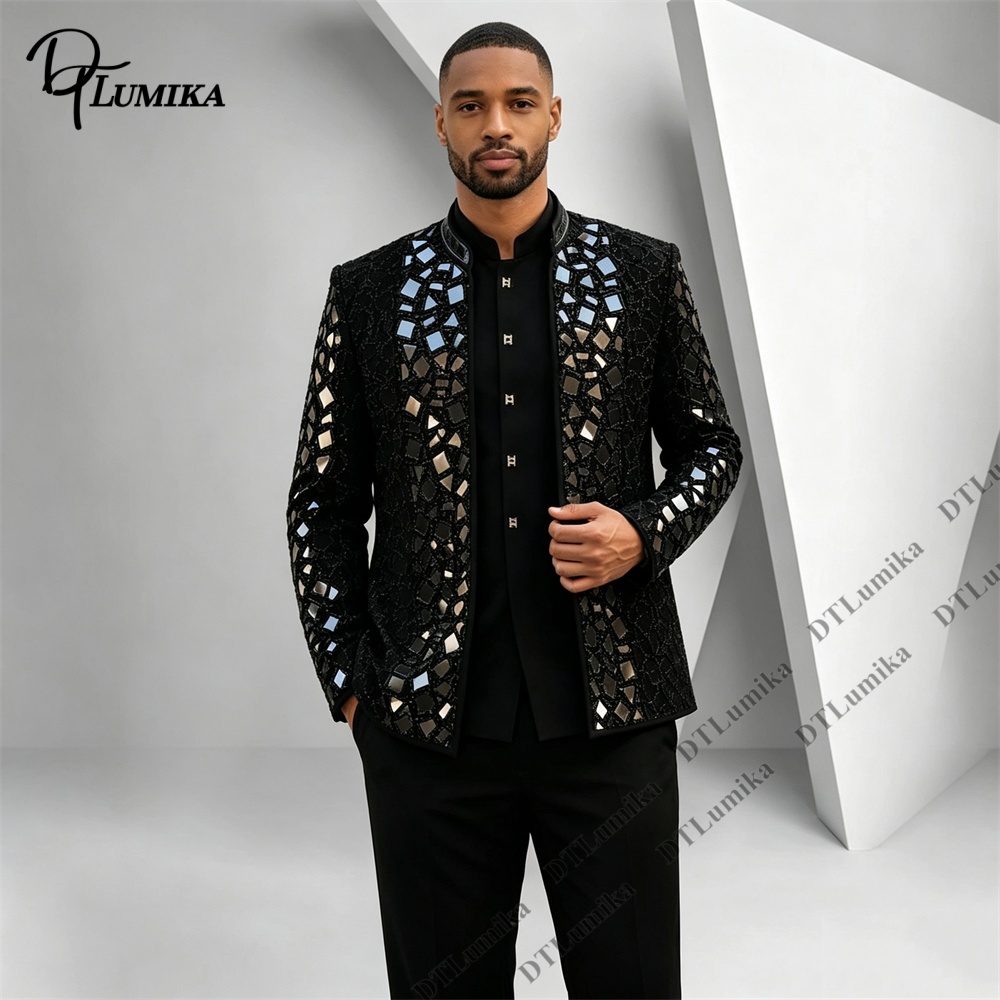 Men Formal Wear With Blazer - Completo da Uomo Nero con Colletto