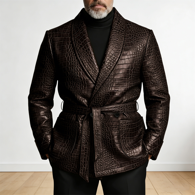 Men Formal Wear Jacket - ﻿ Blazer in Pelle con Motivo