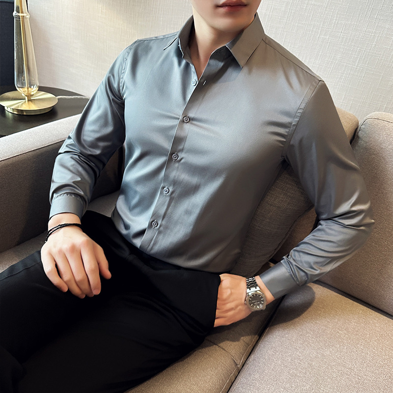 Men Formal Wear Shirts - Camicia casual da lavoro in seta