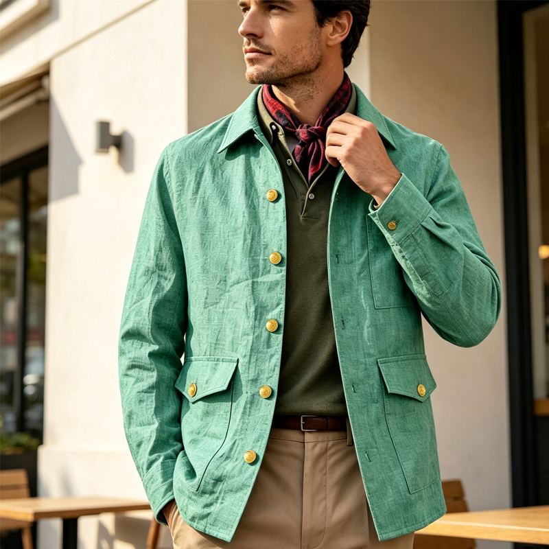 Men Linen Formal Wear - Giacca Vintage da Uomo in Lino