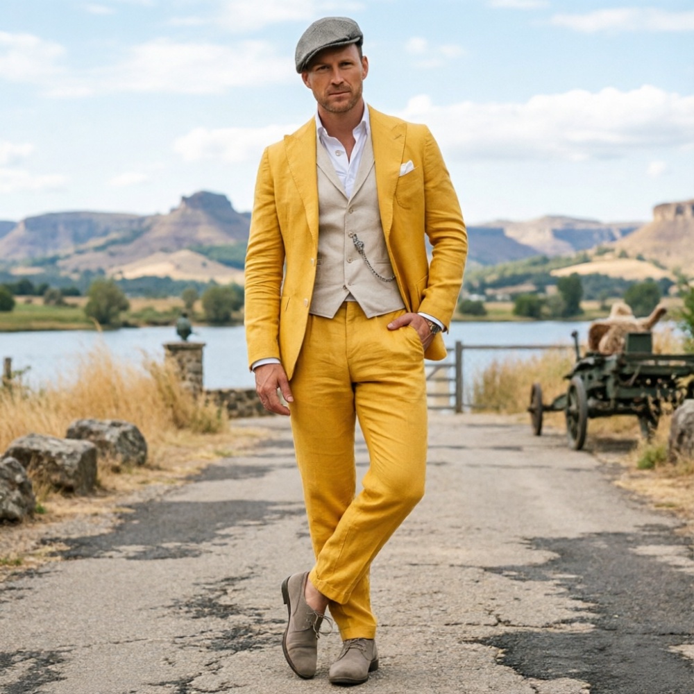 Completo da uomo in lino verde - Men Linen Formal Wear recensione e prezzo
