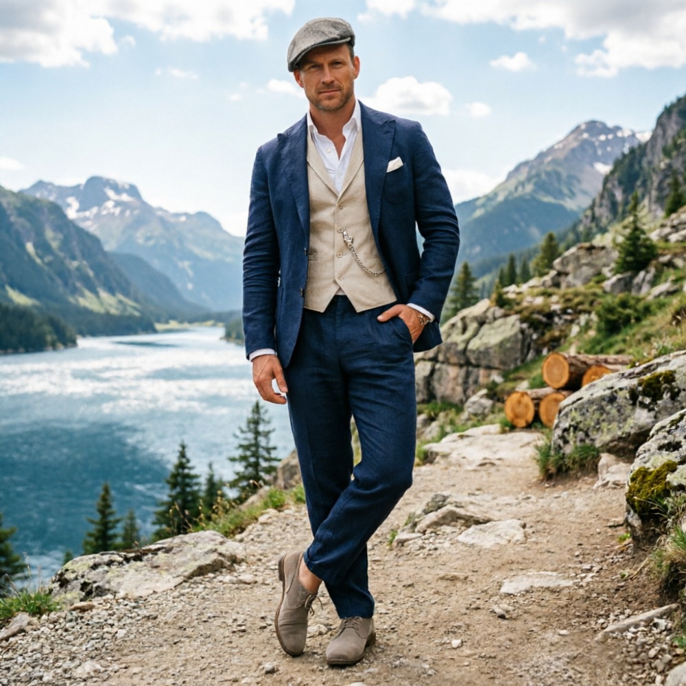 Completo da uomo in lino verde - Men Linen Formal Wear recensione e prezzo