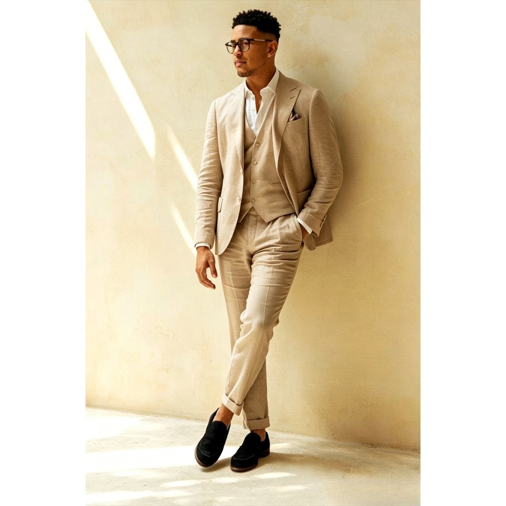 Completo da Sposo in Lino Verd - Men Linen Formal Wear recensione e prezzo