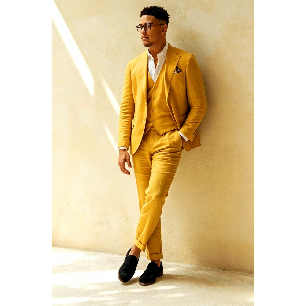 Completo da Sposo in Lino Verd - Men Linen Formal Wear recensione e prezzo