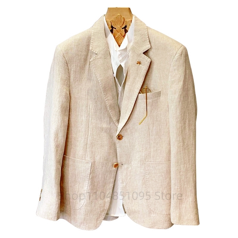 Blazer da Uomo Beige in Lino,  - Men Linen Formal Wear recensione e prezzo