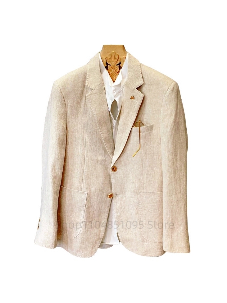 Blazer da Uomo Beige in Lino,  - Men Linen Formal Wear recensione e prezzo
